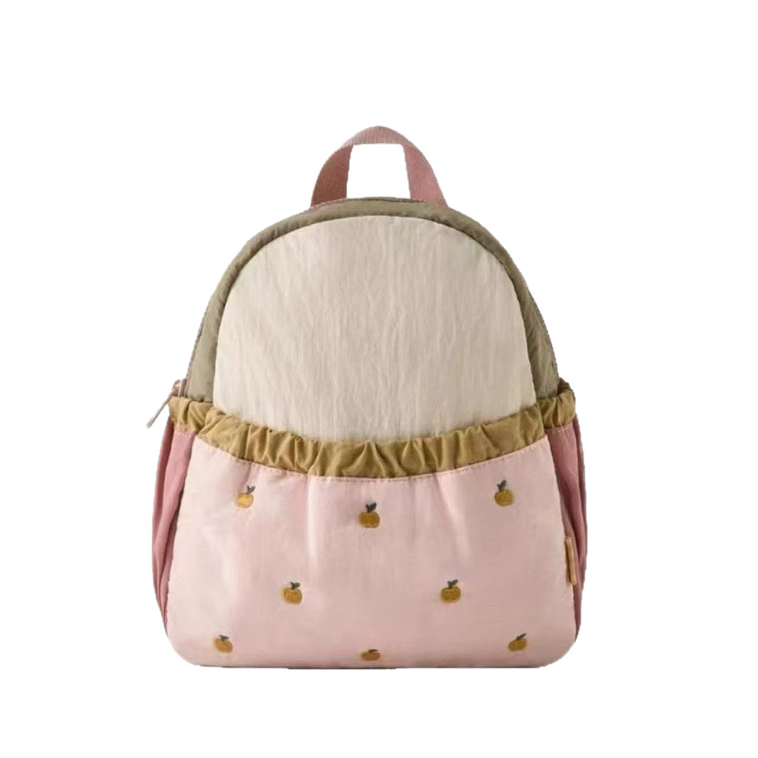 Childrens Apple Embroidery Backpack