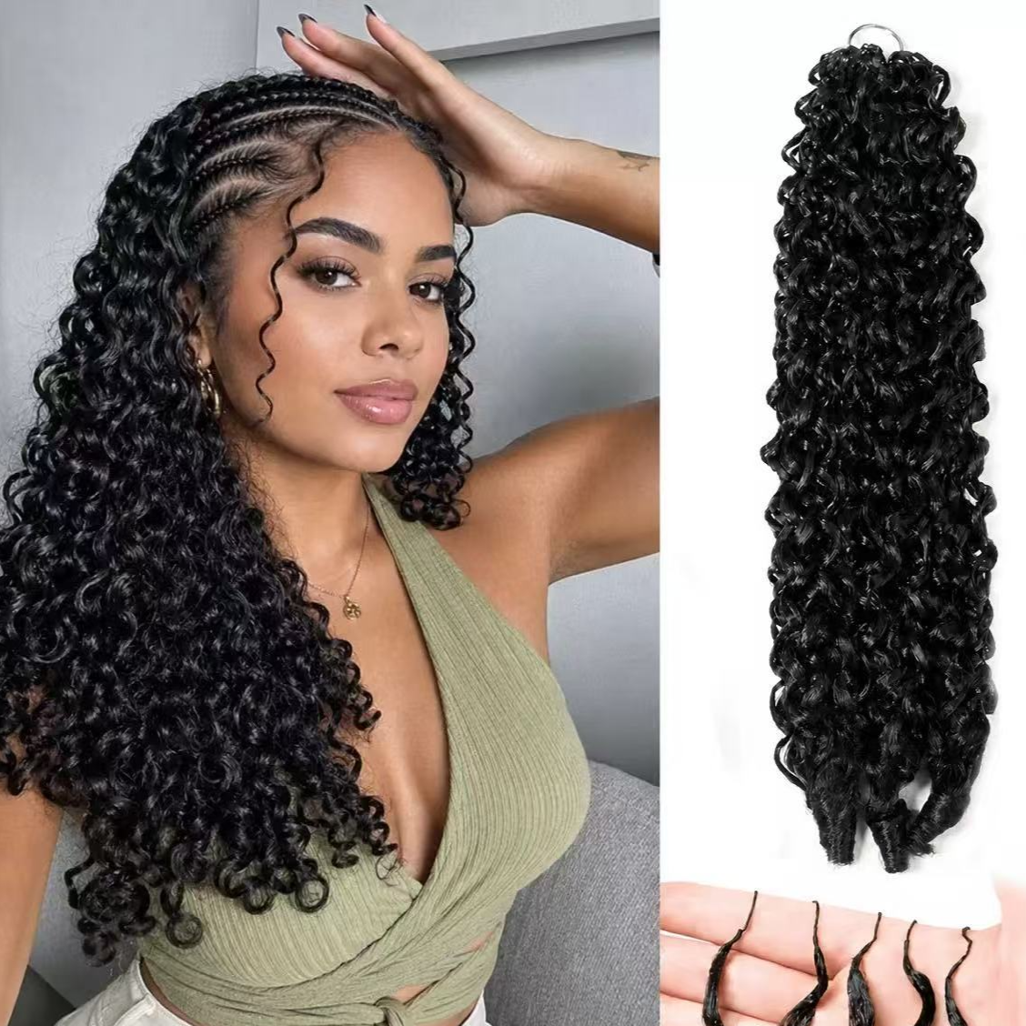 Burmese Curly Feather Crochet Hair Extensions