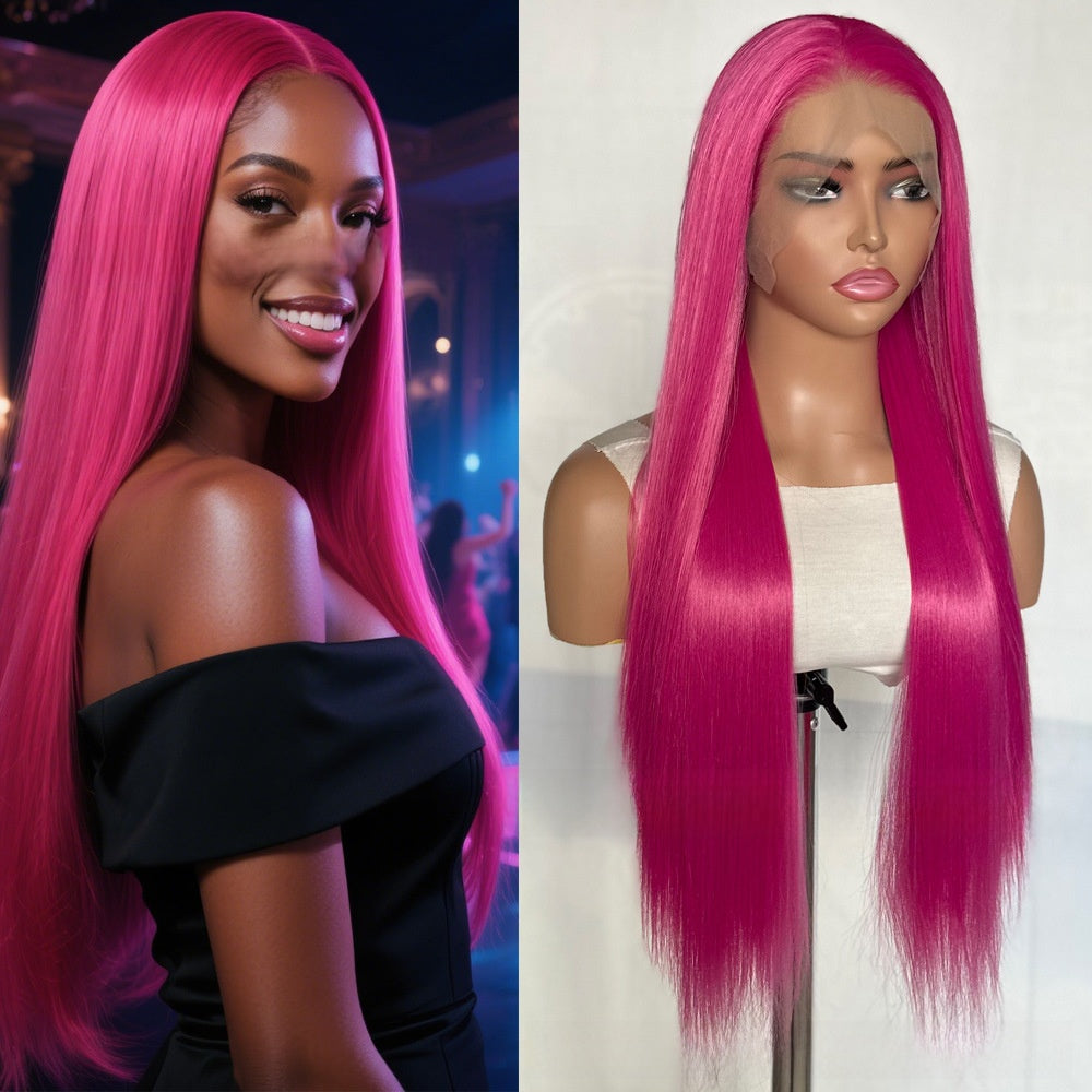 Long Straight Synthetic Wig with Front Lace