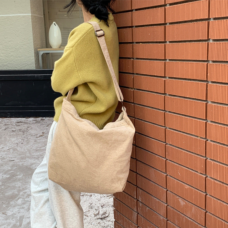 Washed Cordurody Retro Crossbody Bag