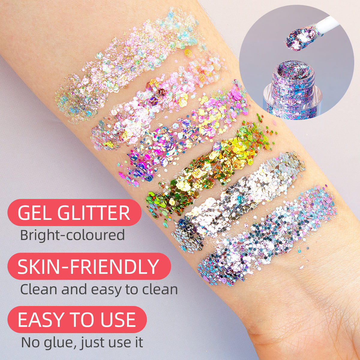 Shimmering sequin facial eyeshadow