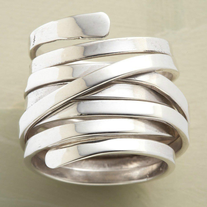 Silver Plated Floral Wrap Ring