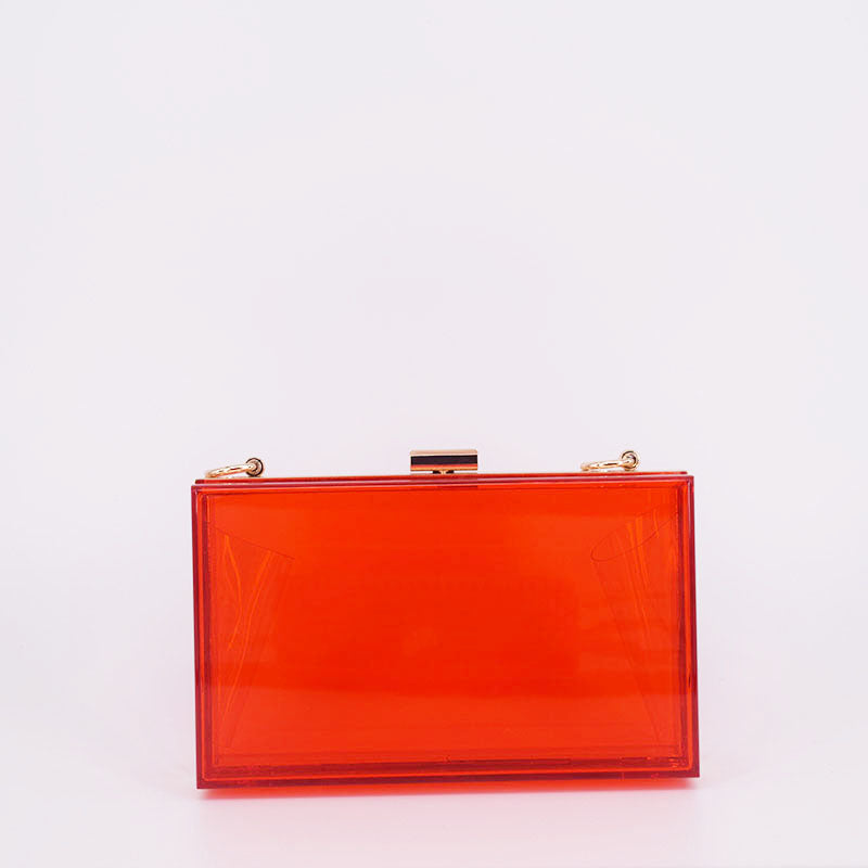 Transparent Acrylic Small Square Bag with Resin Chain