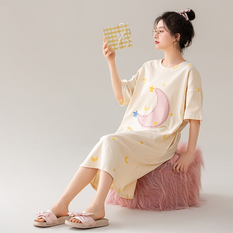 Pure Cotton Women Nightgown Summer Sleepwear