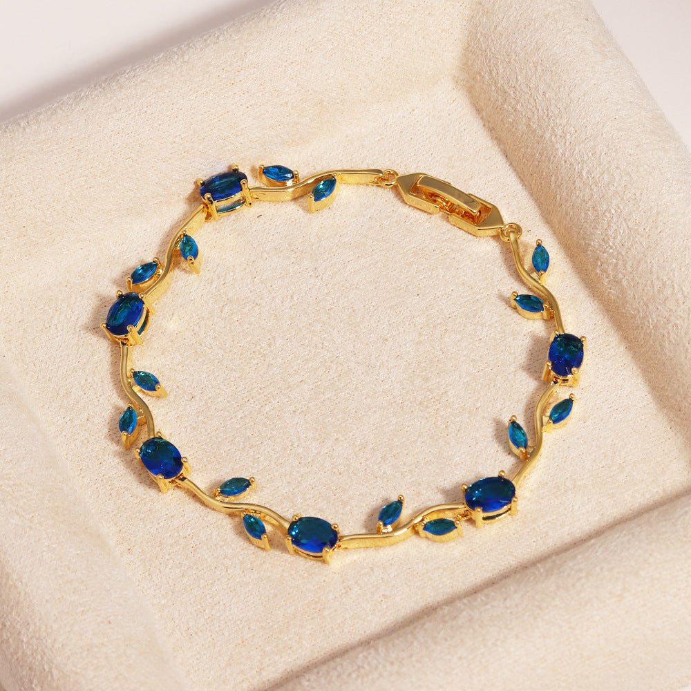 Multicolor Crystal Leaf Design Stackable Bracelet