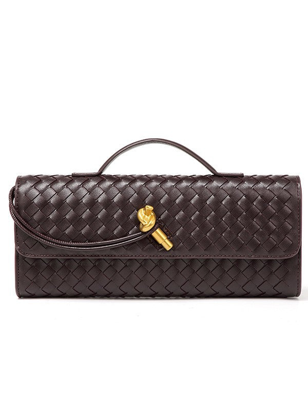 Single-shoulder baguette woven bag