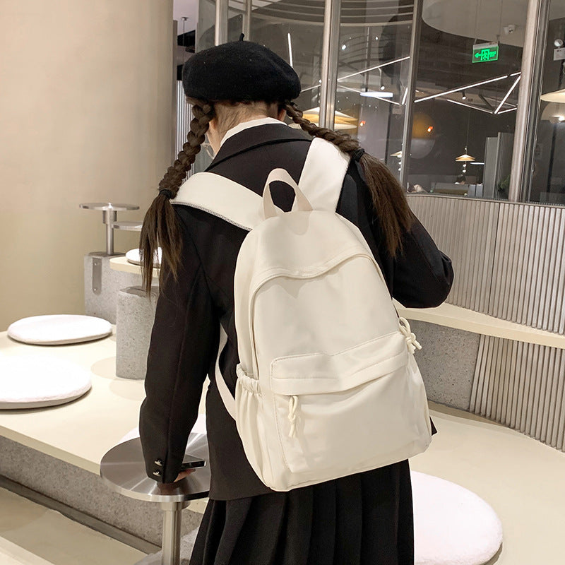 Simple Solid Color Large-Capacity Junior High School and High School Student Schoolbags Primary School Boys and Girls Fresh Backpacks