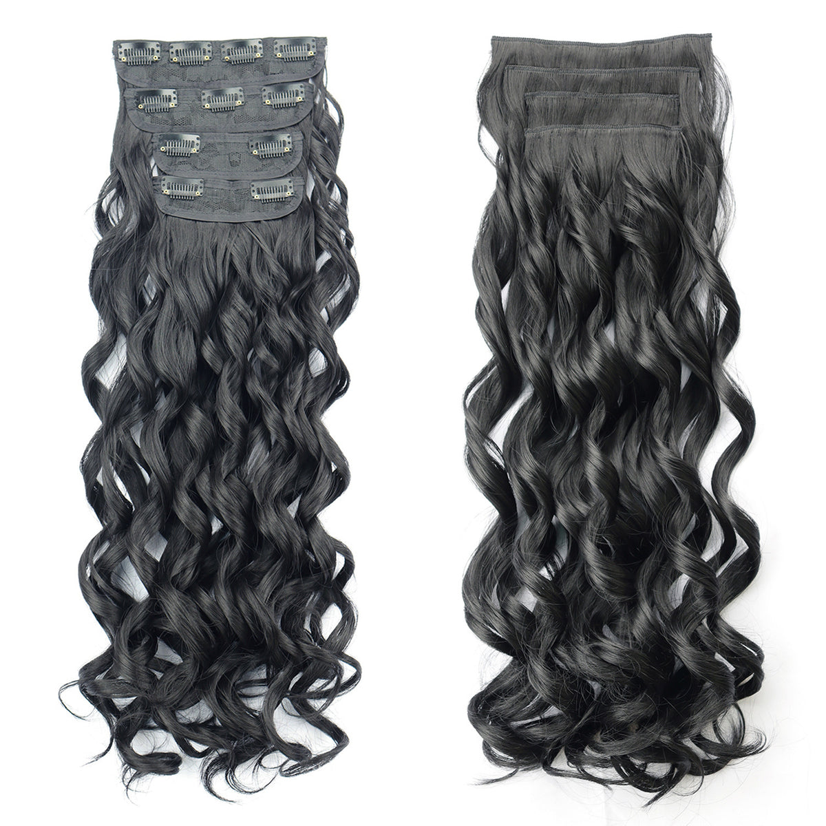 Women's Synthetic Hair Extension 4-Piece Set Long Curly Retro Wig Piece