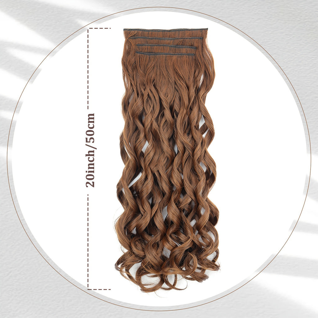 Women's Synthetic Hair Extension 4-Piece Set Long Curly Retro Wig Piece