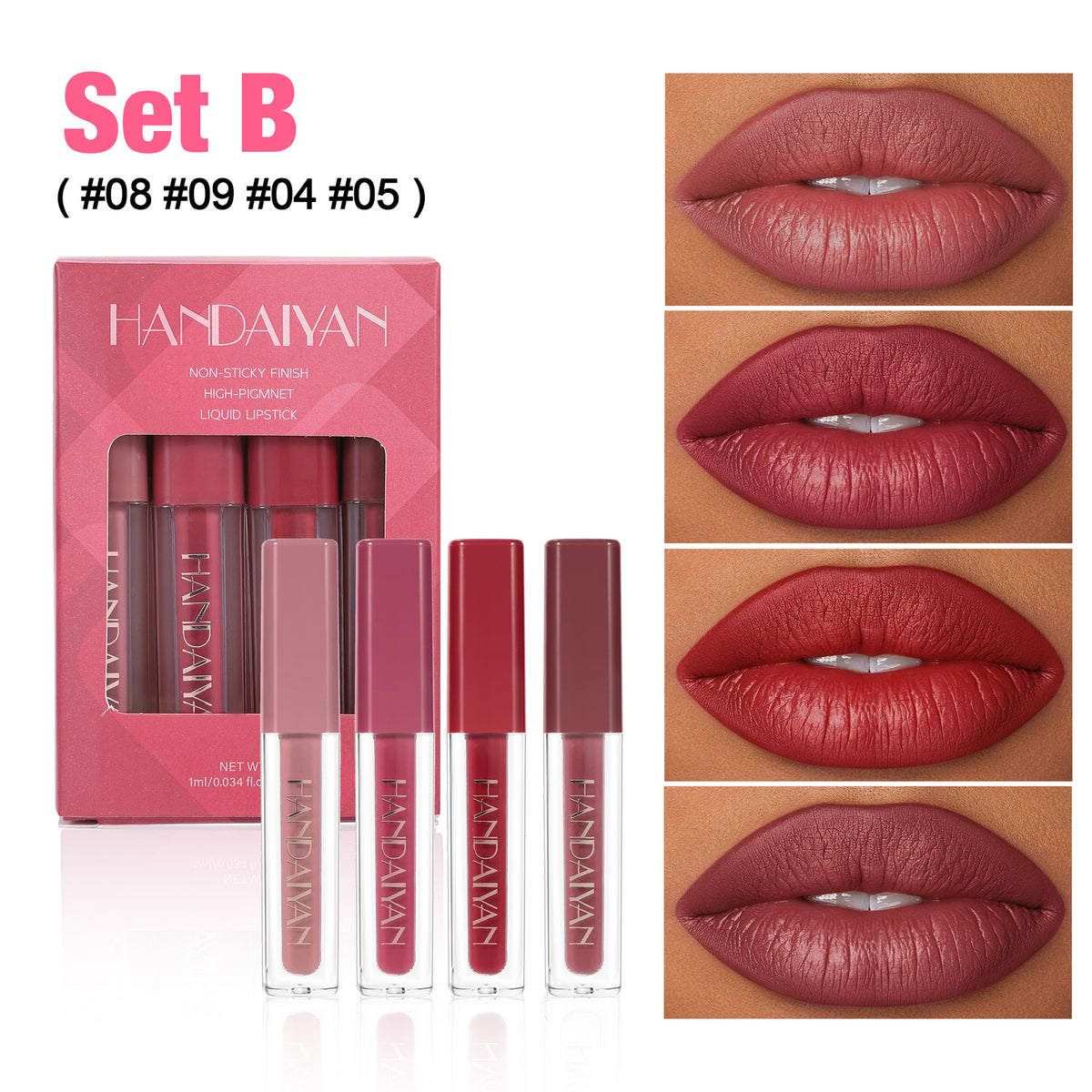 4pcs HANDAIYAN Pearl Lip Gloss