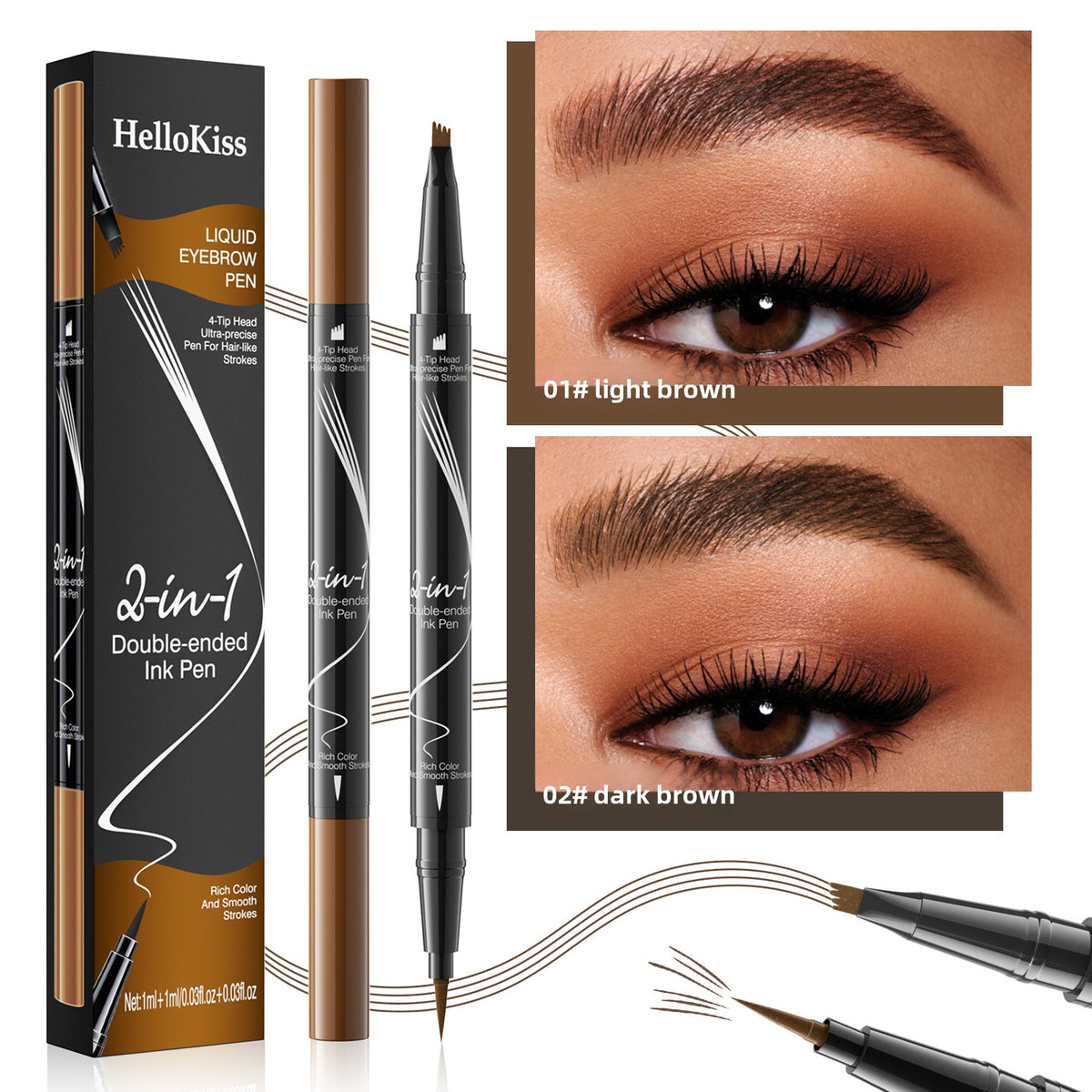 Four fork eyebrow pencil