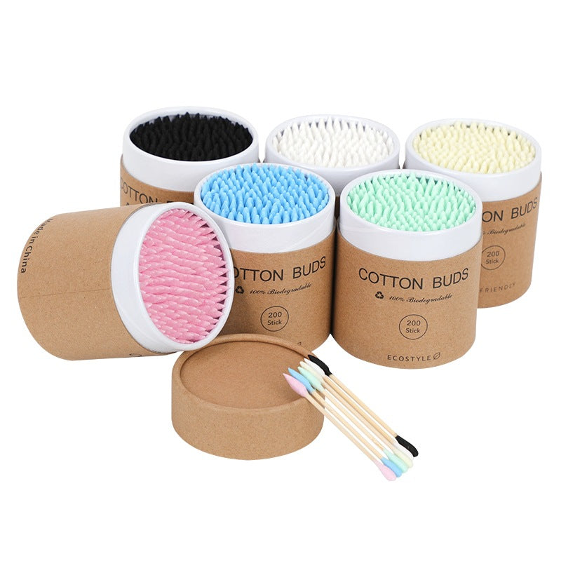 Spot 200 a round a pointed double-headed color paper boxed cotton stick disposable makeup remover ear Cotton