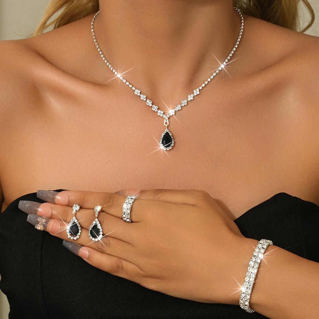 Fashion Minimalist Water Drop Pendant Necklace Earrings Bracelet Ring