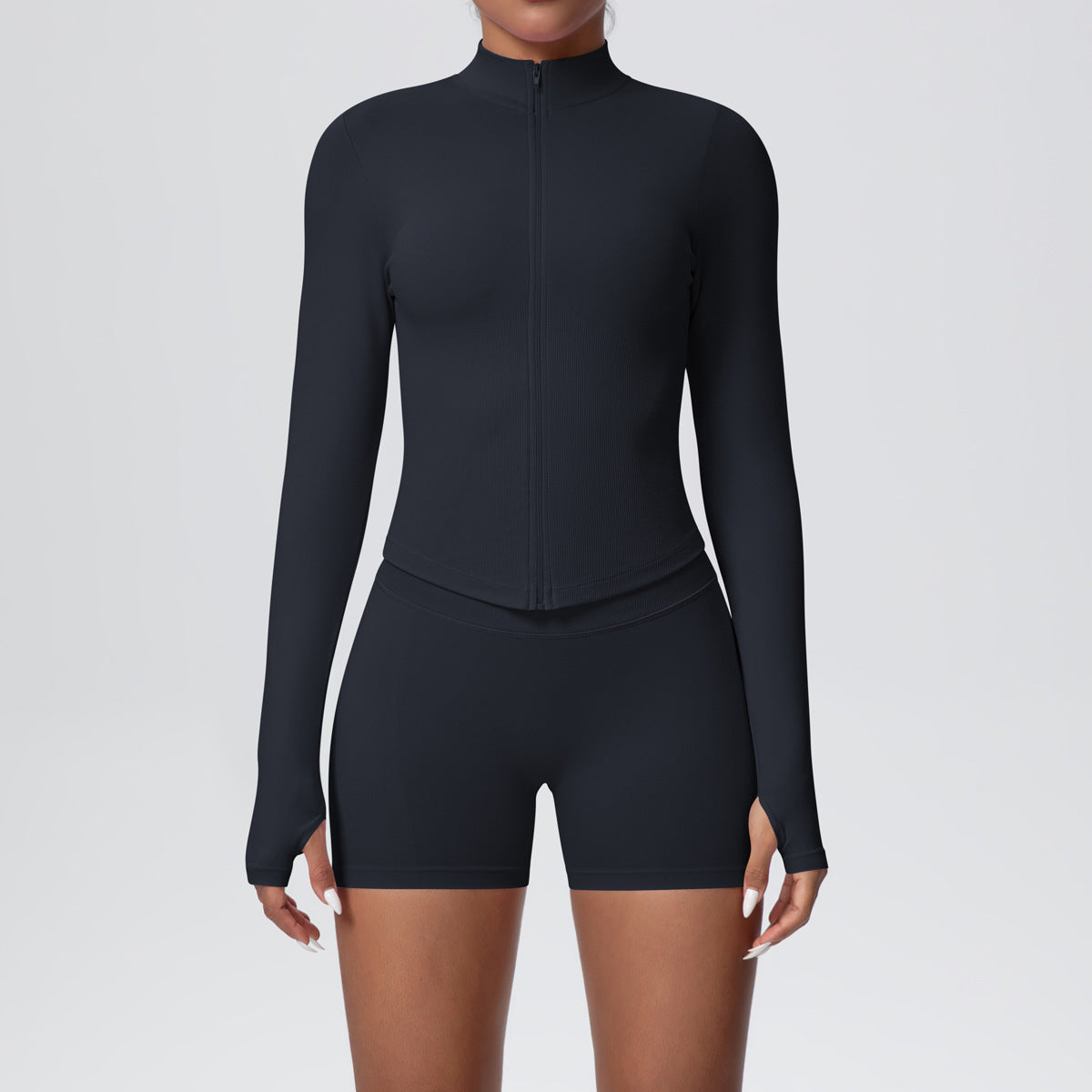 Womens Seamless Fitness Jacket and Shorts Set