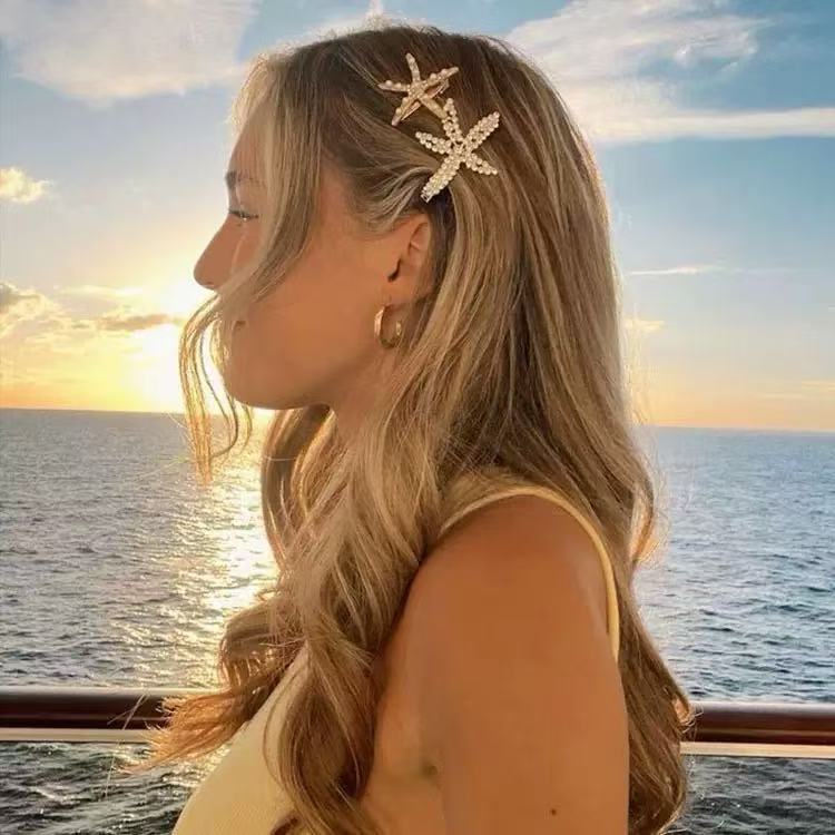 3pcs Starfish Pearl Diamond Hairpin for Women