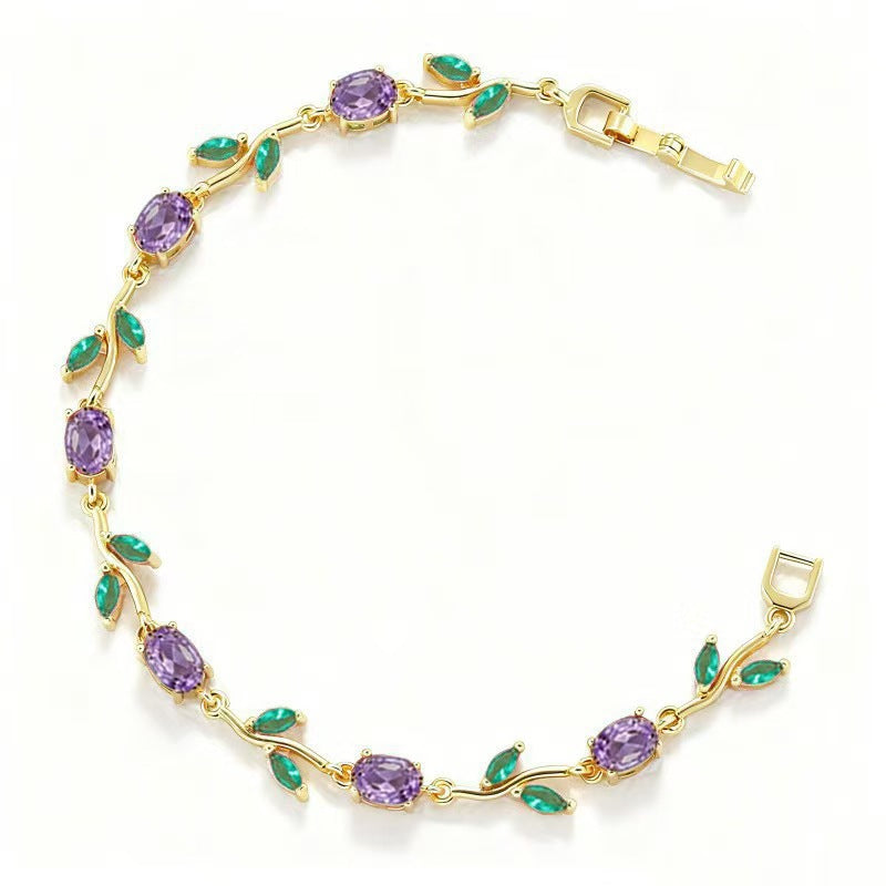 Multicolor Crystal Leaf Design Stackable Bracelet