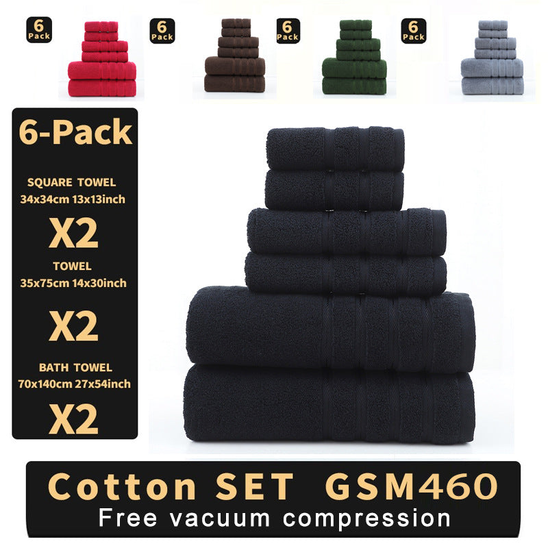 6pcs Set Cotton Towel Bath Towel
