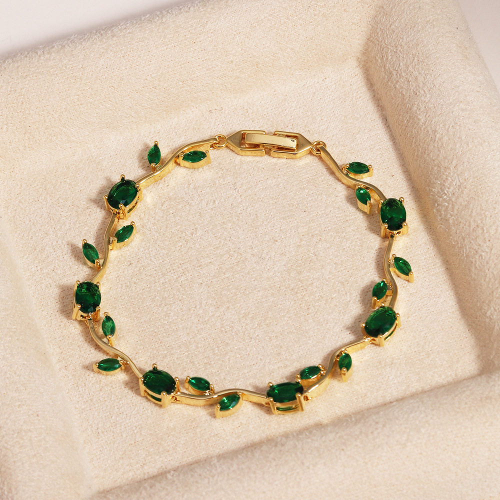 Multicolor Crystal Leaf Design Stackable Bracelet