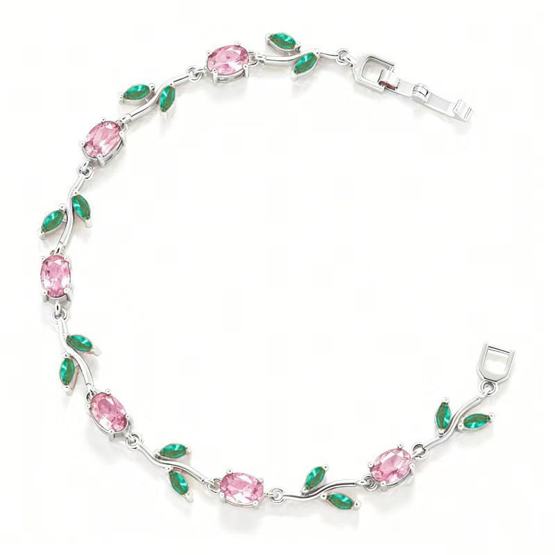 Multicolor Crystal Leaf Design Stackable Bracelet