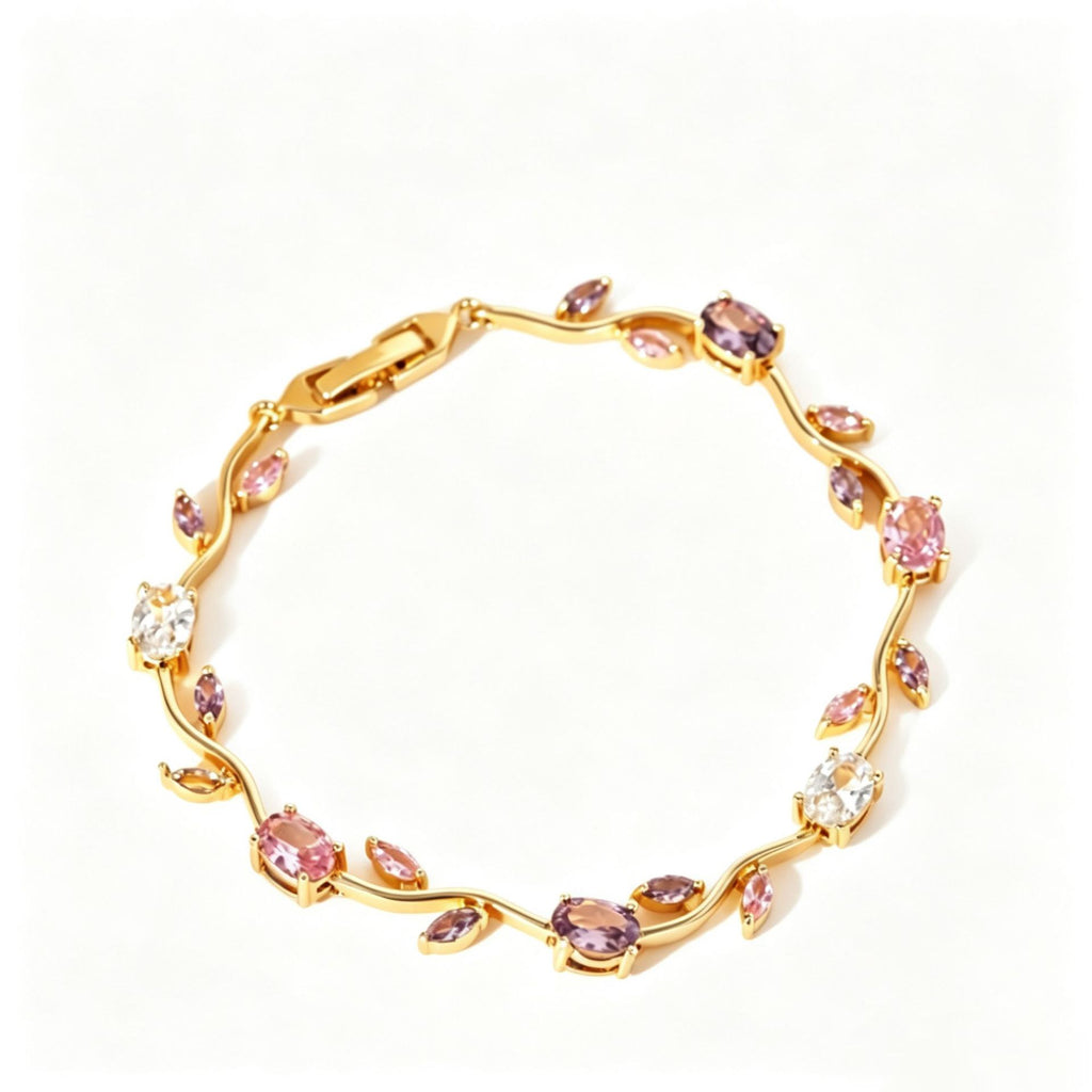 Vintage Floral Zircon Alloy Bracelet