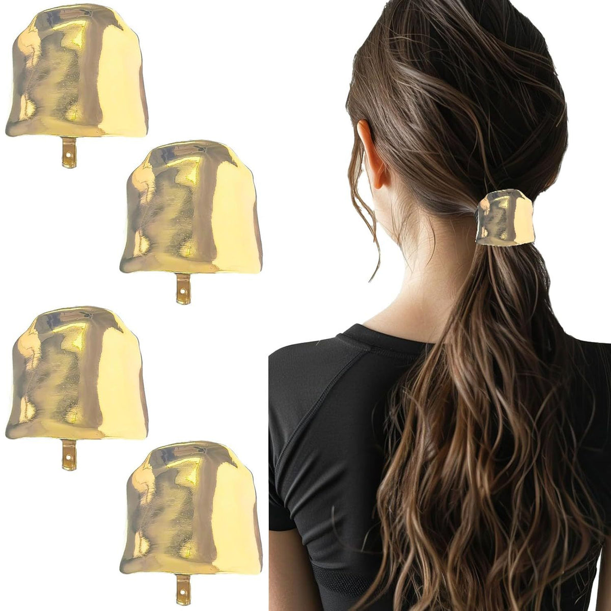 4pcs Lava Texture Hair Clips for Low Ponytail and Decorative Use