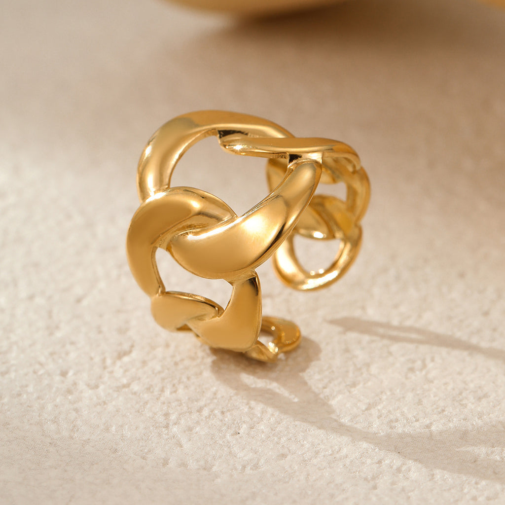 Stainless Steel Gold Plated Geometric Ring