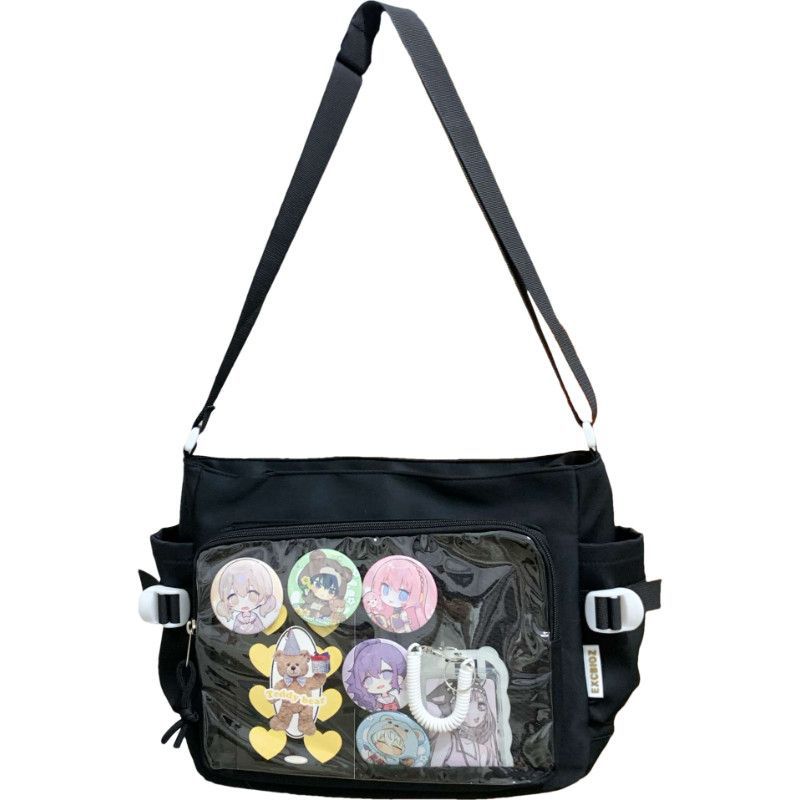 Transparent Crossbody Bag with Decorative Pendant