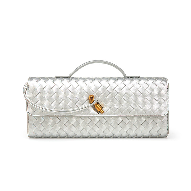 Single-shoulder baguette woven bag