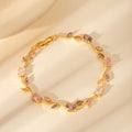 Multicolor Crystal Leaf Design Stackable Bracelet