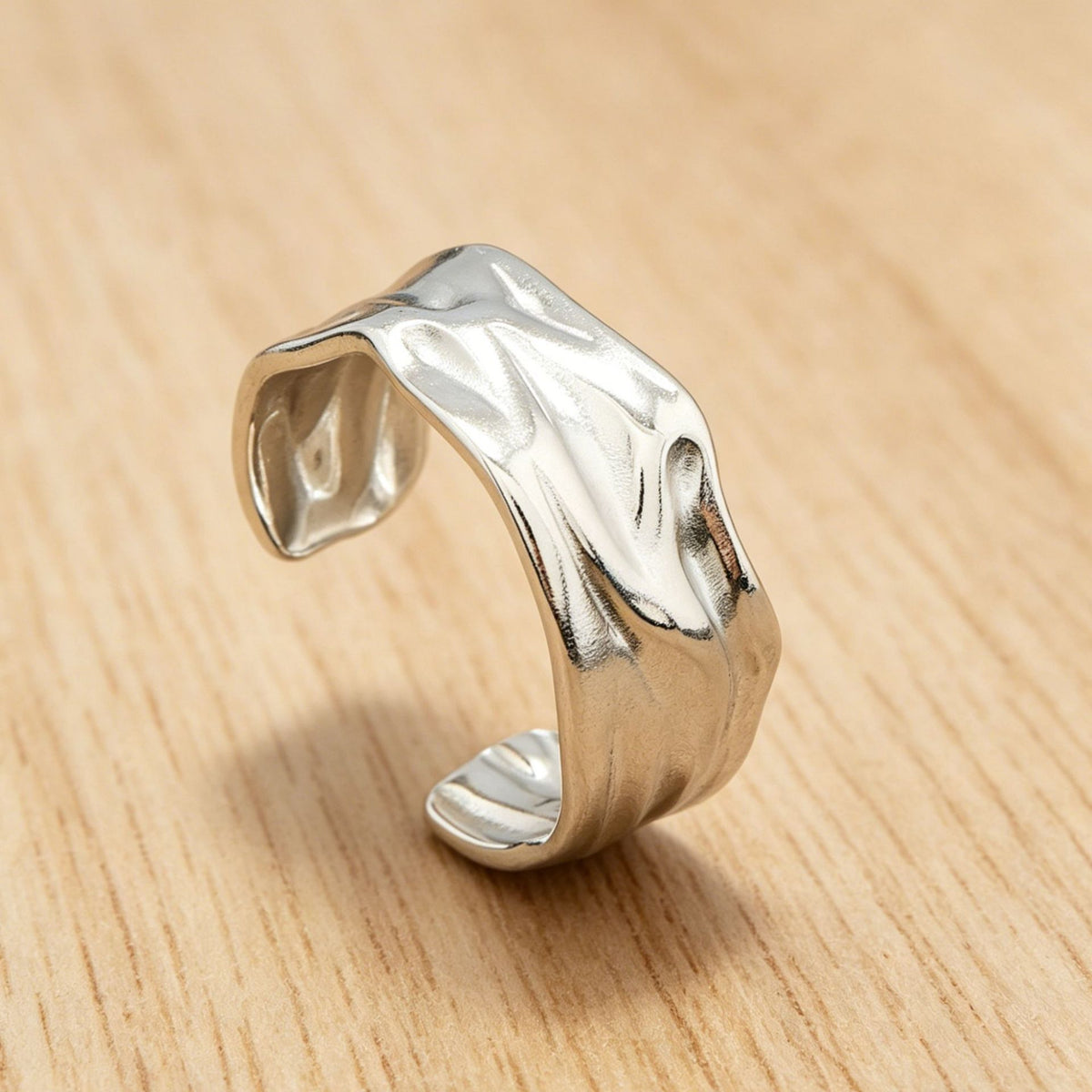 Titanium Steel Adjustable Wave Ring