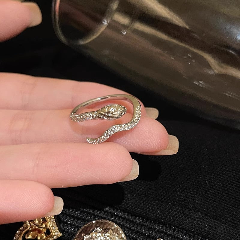 Adjustable Snake Design Diamond Accent Ring