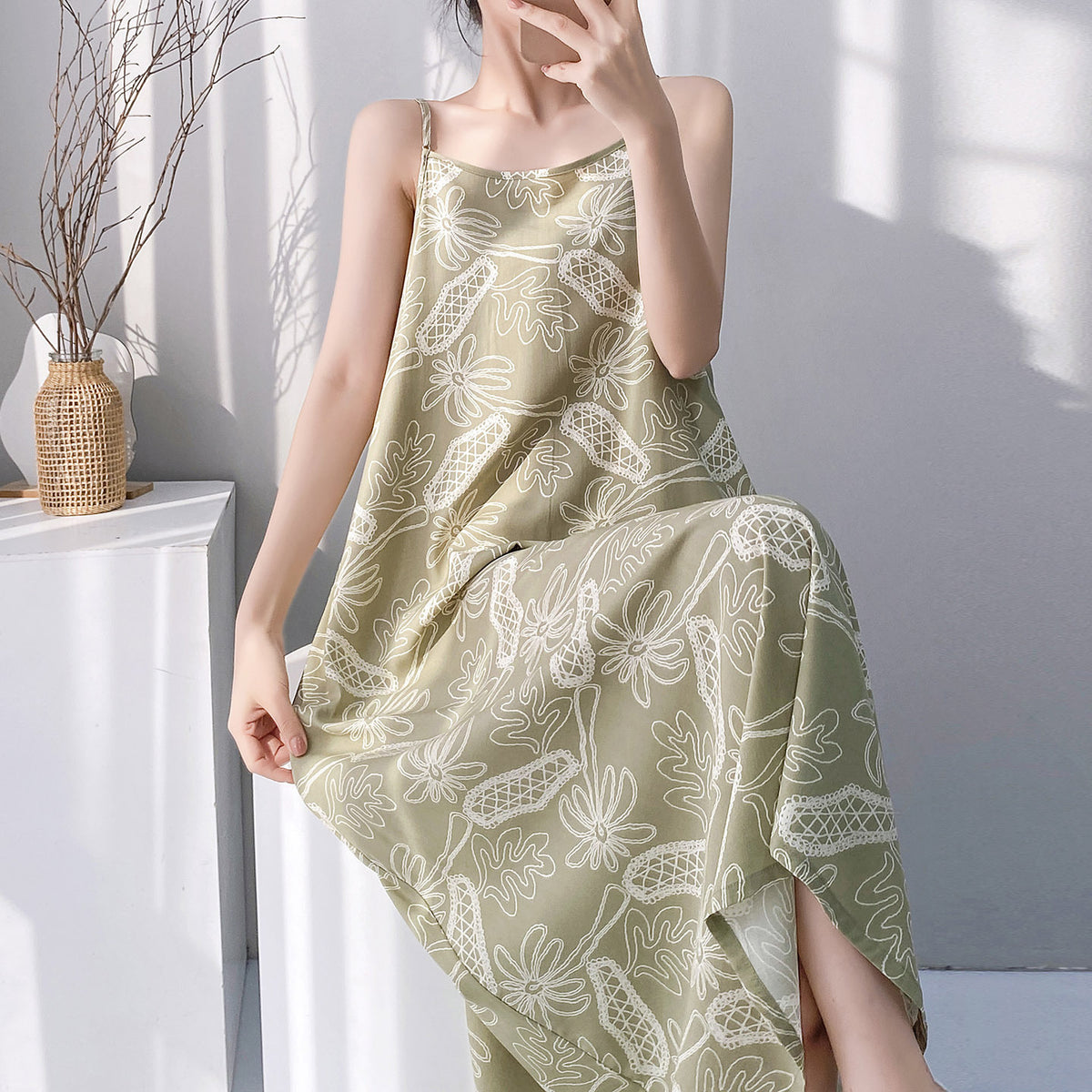 Floral Suspender Nightgown