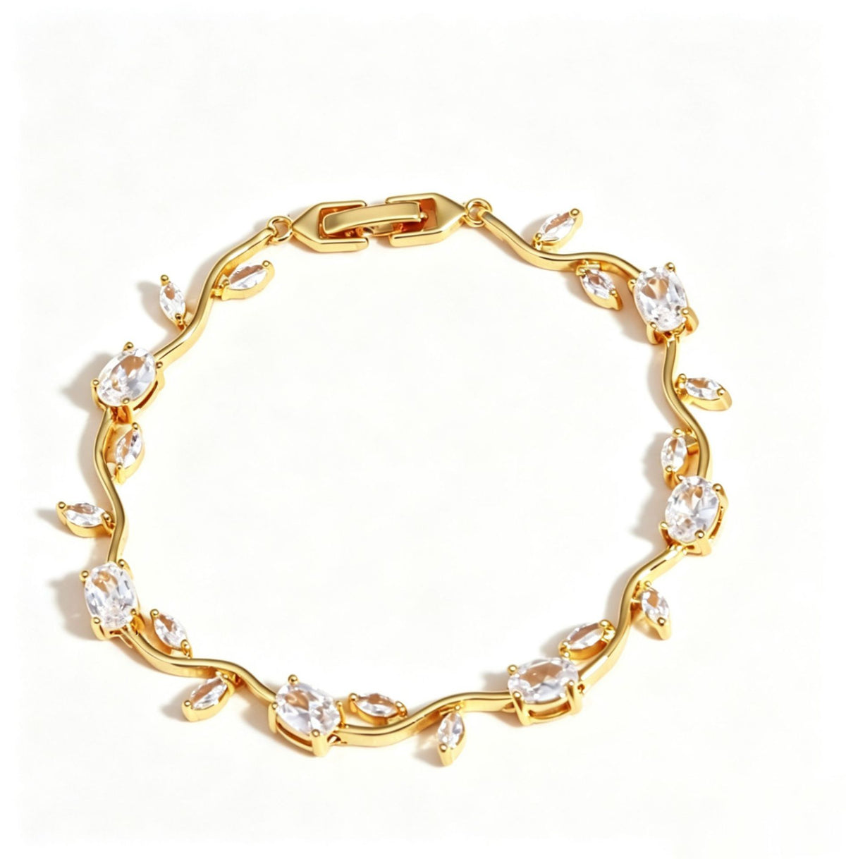 Vintage Floral Zircon Alloy Bracelet