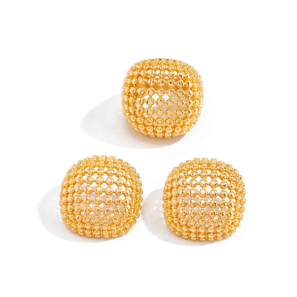 Hollow Round Ring Earrings Set