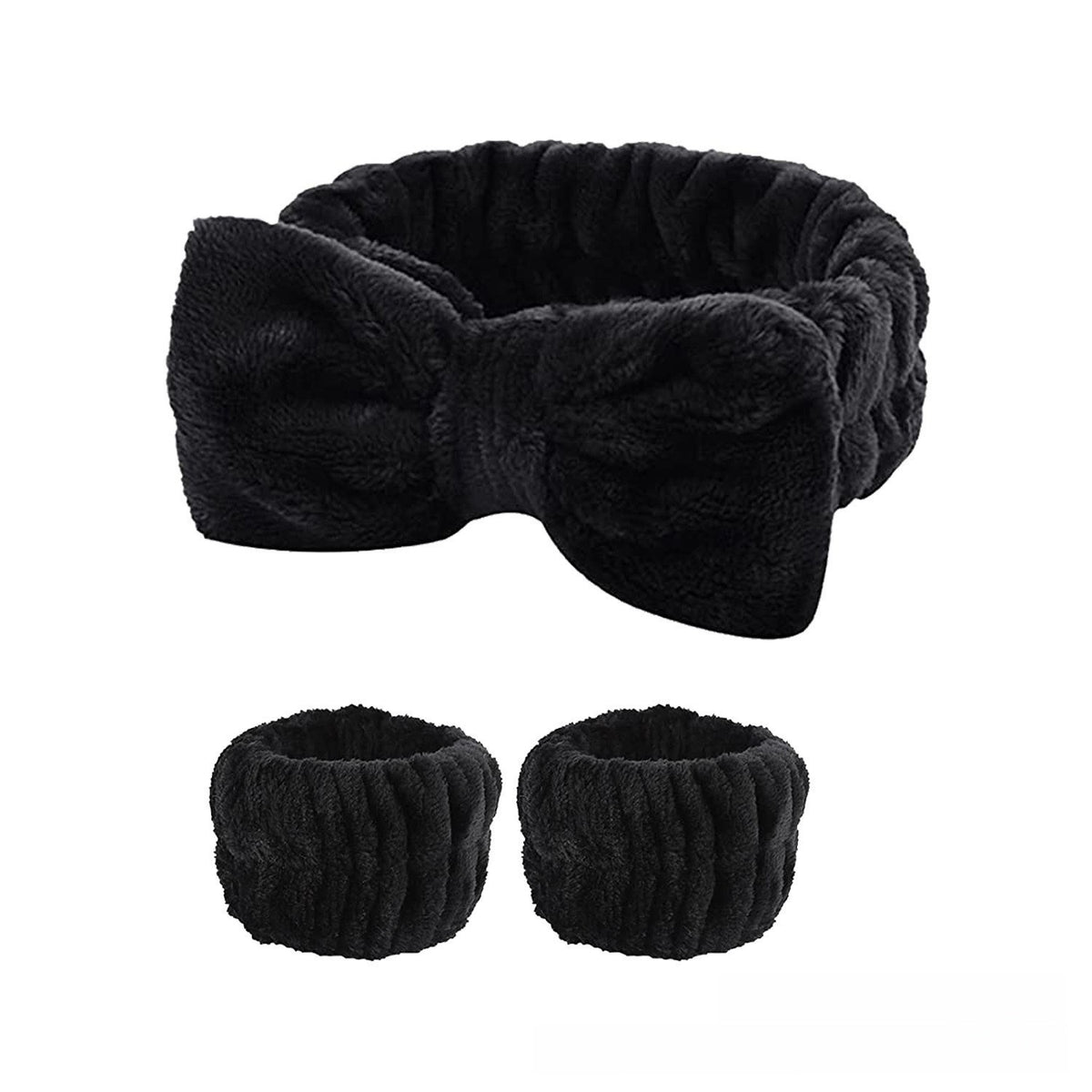 Soft Coral Fleece Hair and Wrist Band Set