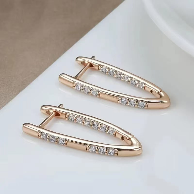 Geometric V-Shaped Zircon Earrings
