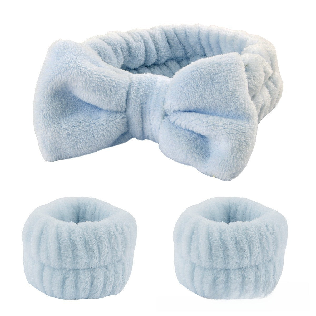 Soft Coral Fleece Hair and Wrist Band Set