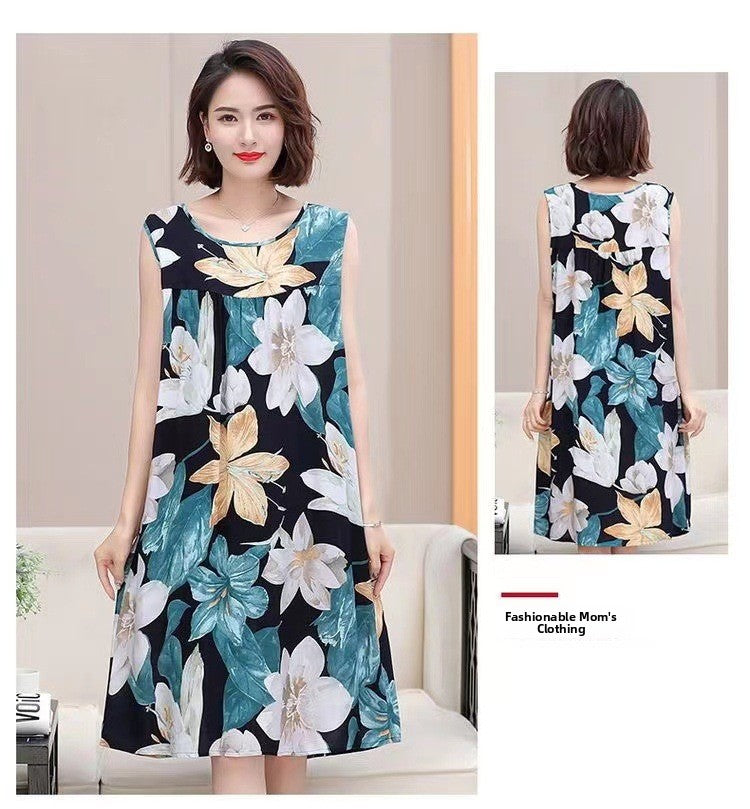 Womens Cotton Silk Sleeveless Nightgown