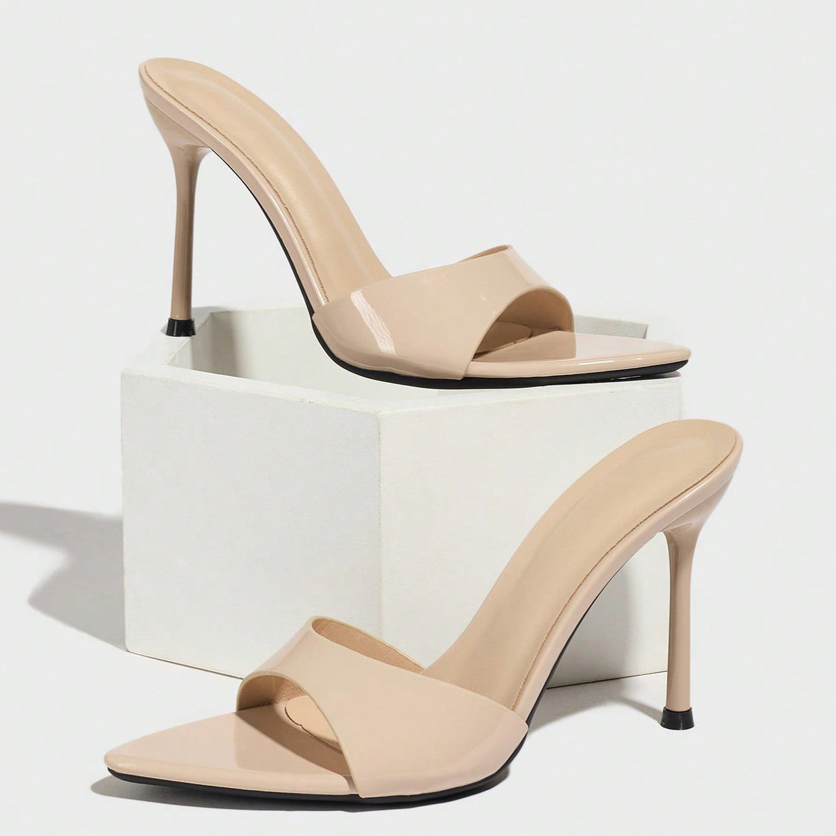 Women Pointed Toe Thin Heel Mule Sandals