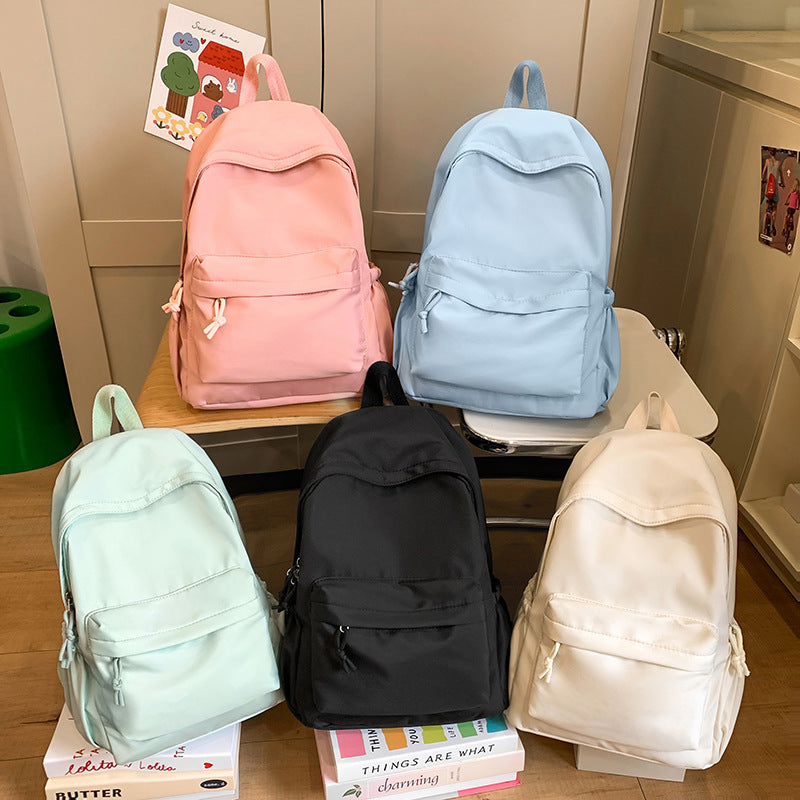Simple Solid Color Large-Capacity Junior High School and High School Student Schoolbags Primary School Boys and Girls Fresh Backpacks
