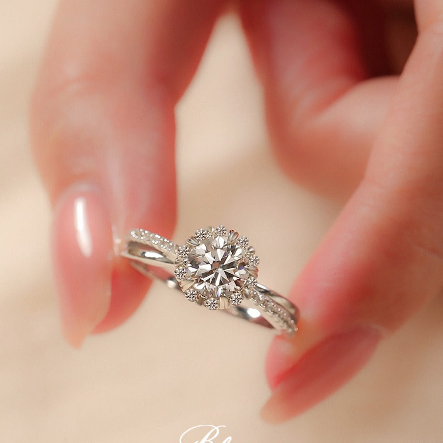Adjustable Moissanite Engagement Ring with Geometric Design
