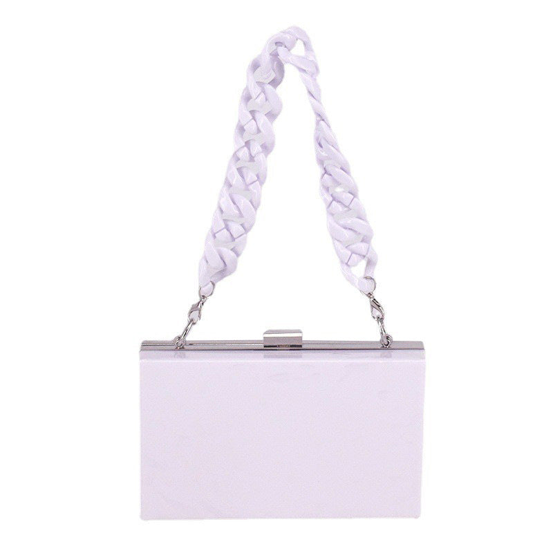 Transparent Acrylic Small Square Bag with Resin Chain