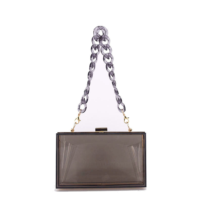 Transparent Acrylic Small Square Bag with Resin Chain