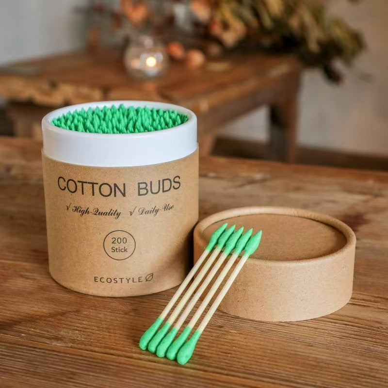 Spot 200 a round a pointed double-headed color paper boxed cotton stick disposable makeup remover ear Cotton
