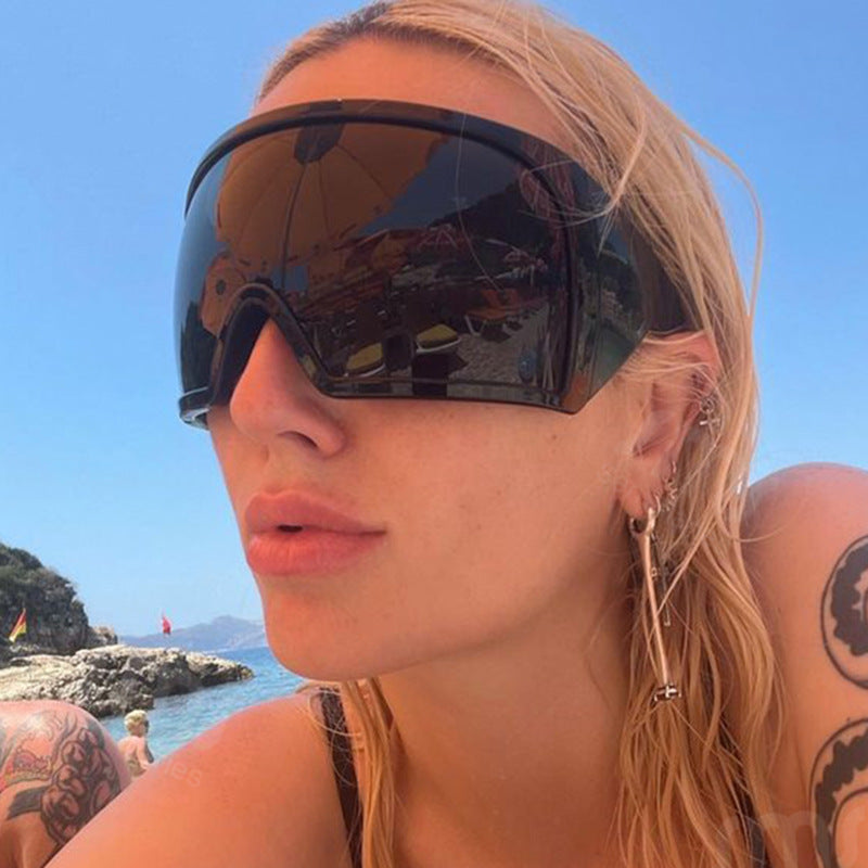 Oversized Frame Mask Sunglasses, Cross-Border Futuristic Tech-Style Protective Goggles, Punk Sunglasses for Hot Girls