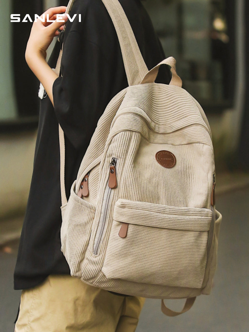 Corduroy School Backpack for Students