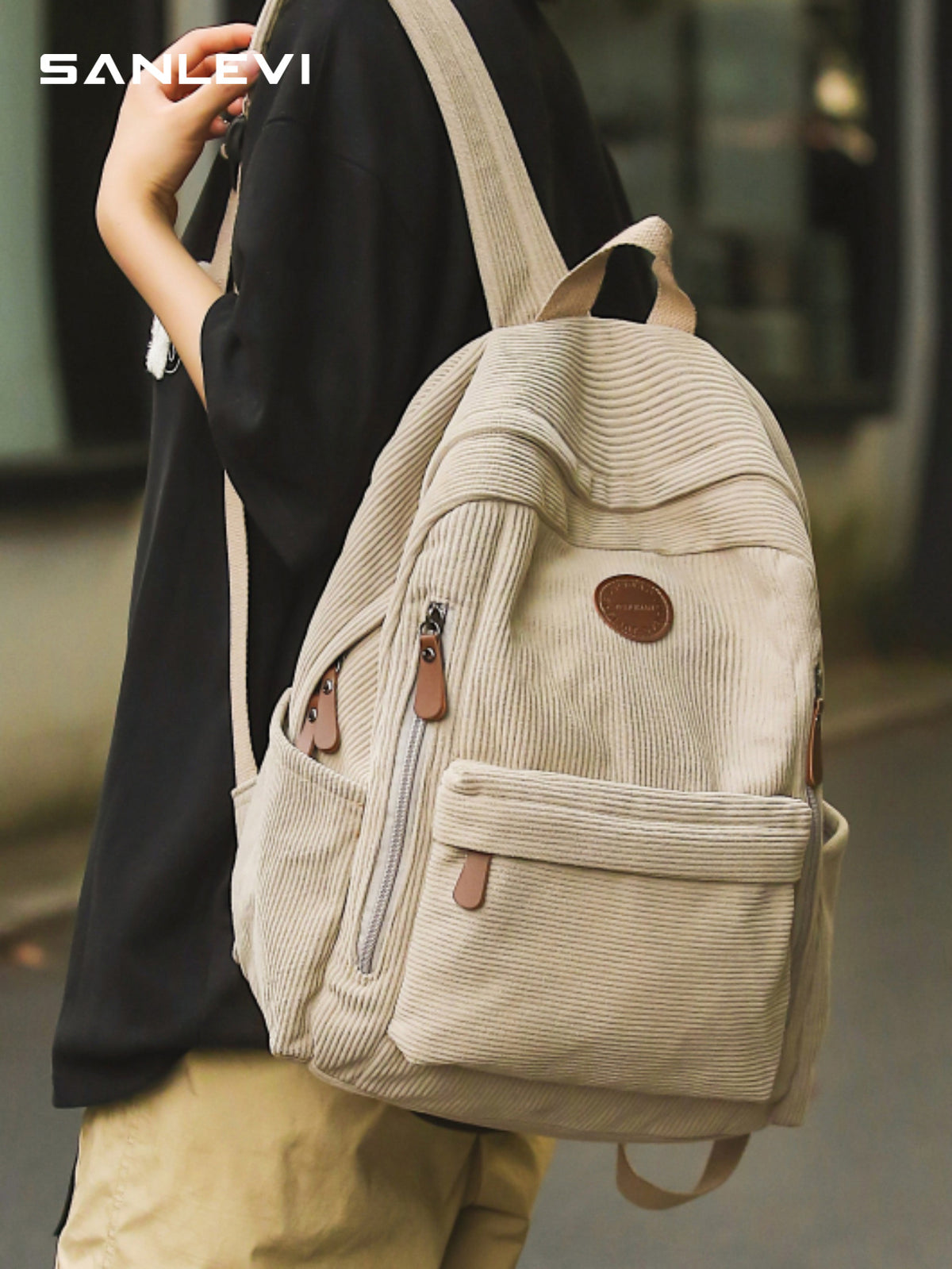 Corduroy School Backpack for Students