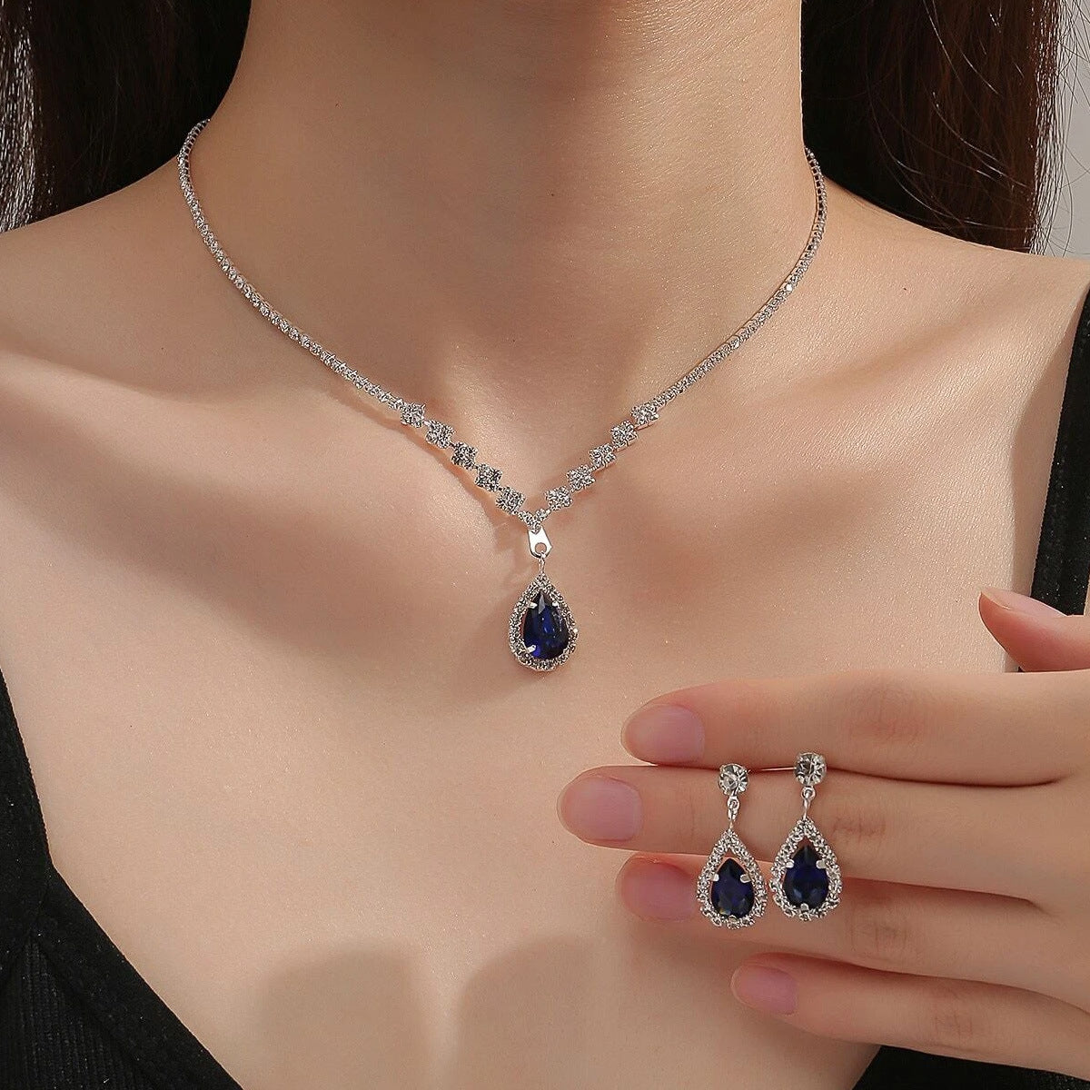 Fashion Minimalist Water Drop Pendant Necklace Earrings Bracelet Ring