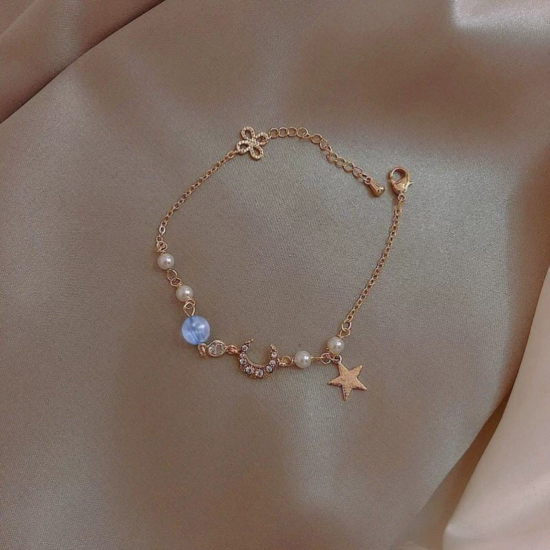Star Moon Zircon Pearl Bracelet