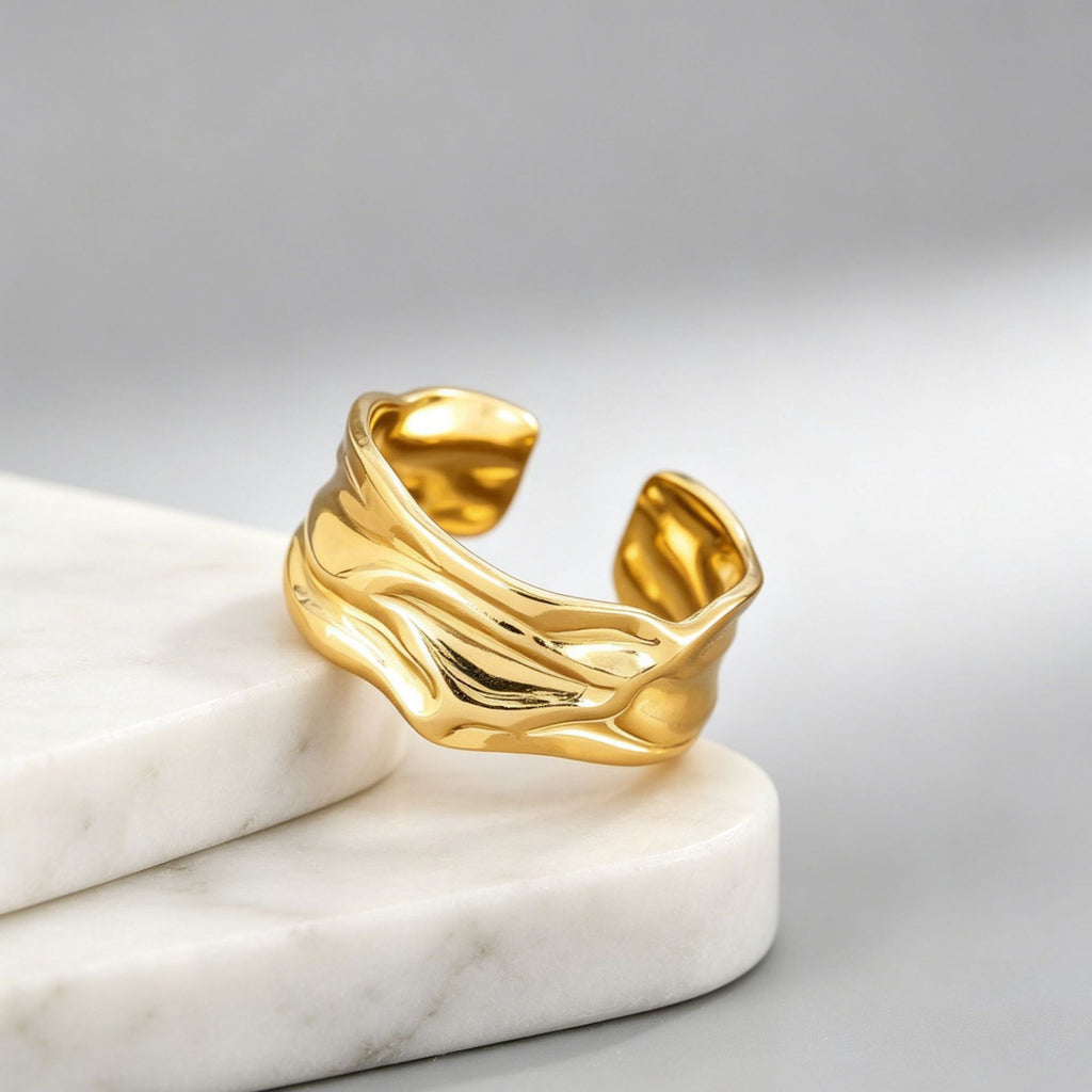 Titanium Steel Adjustable Wave Ring